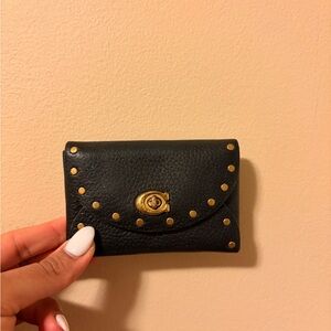 Coach Black Leather Studded Wallet